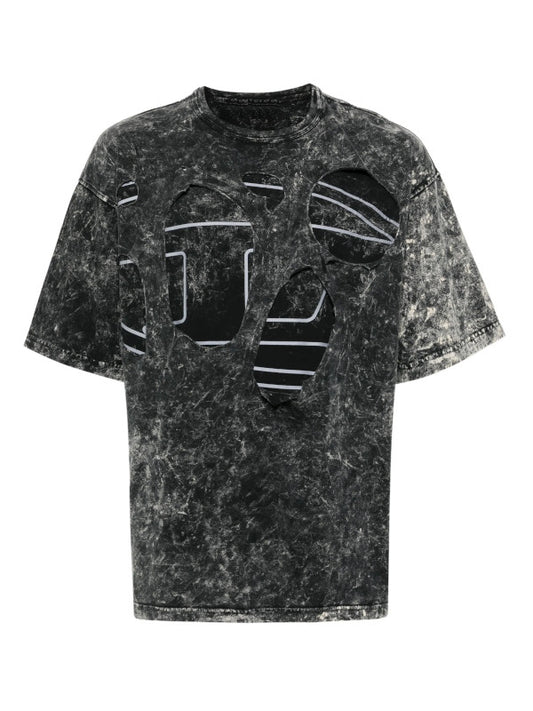 Acid-Wash Distressed Layered T-Shirt