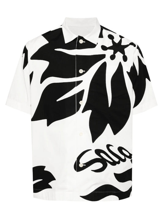 Black & White Abstract Print Short-Sleeve Shirt