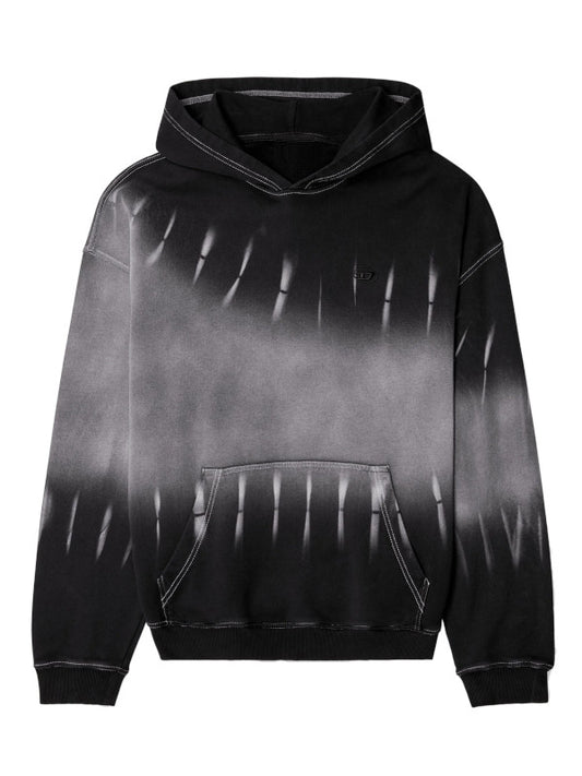 Black  Grey Gradient Tie-Dye Hoodie